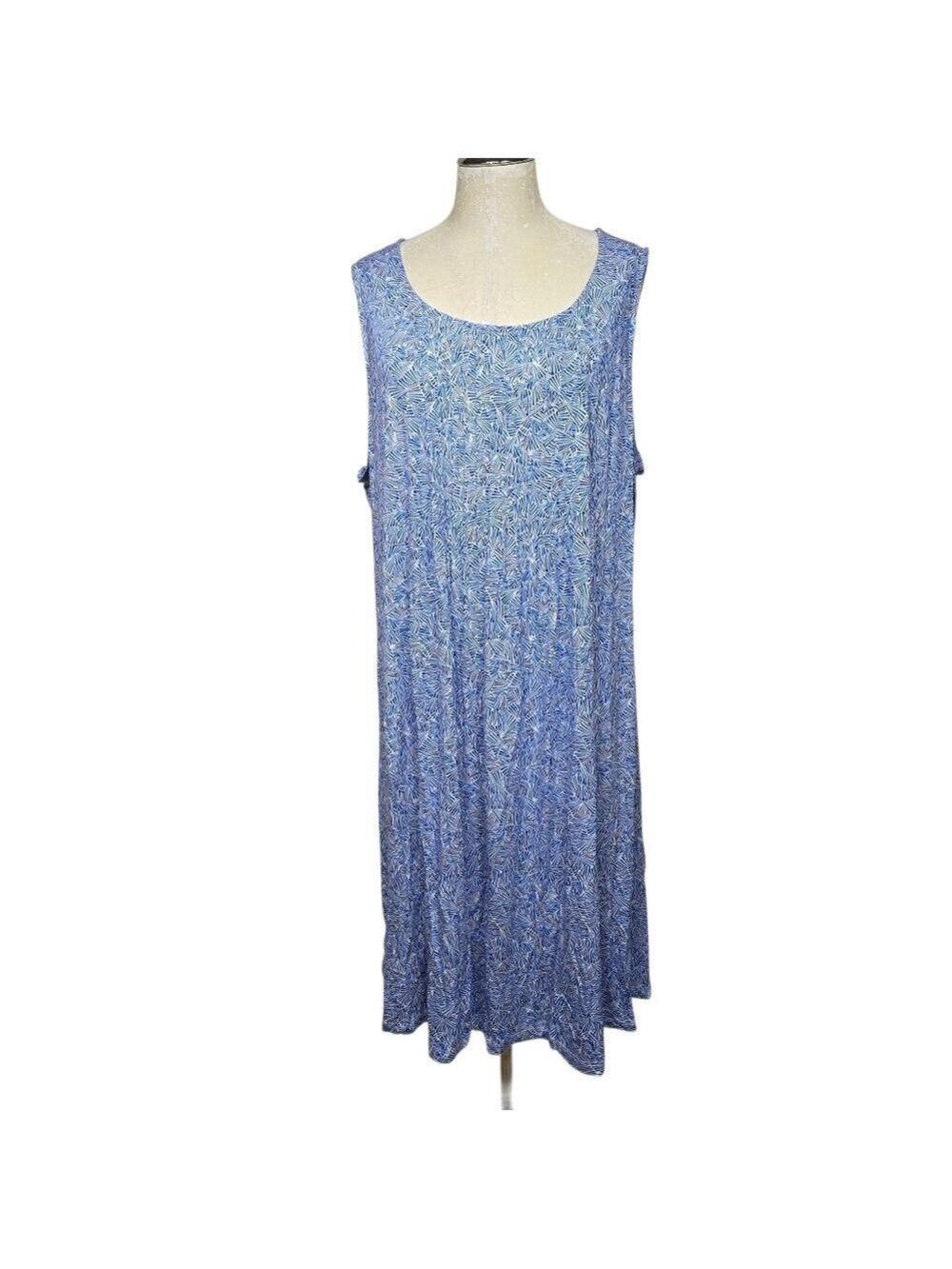 Croft & Barrow Blue White Sleeveless Dress 1X